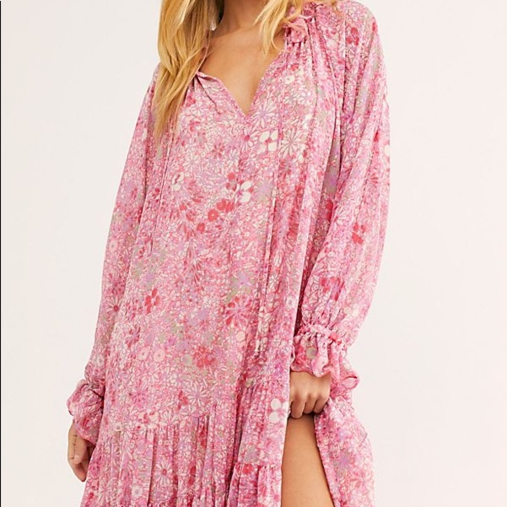 Free People Feeling Groovy Pink Floral Maxi Dress
